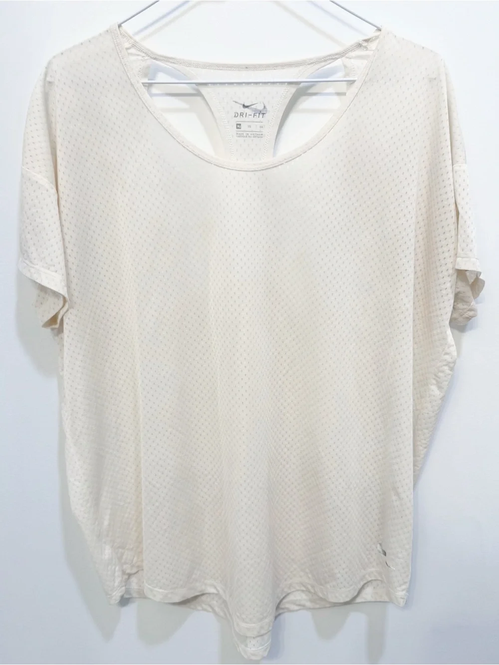 Nike Dri-FIT Open Back Mesh Running Workout Top off-white XL